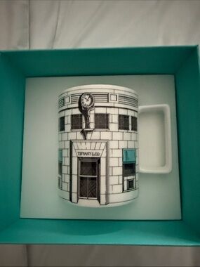 Tiffany & Co. White Porcelain Mug with Blue-Green Accents